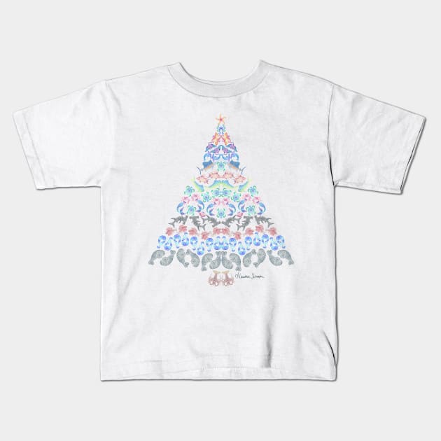 Marine Creatures Christmas Tree Kids T-Shirt by artsytoocreations